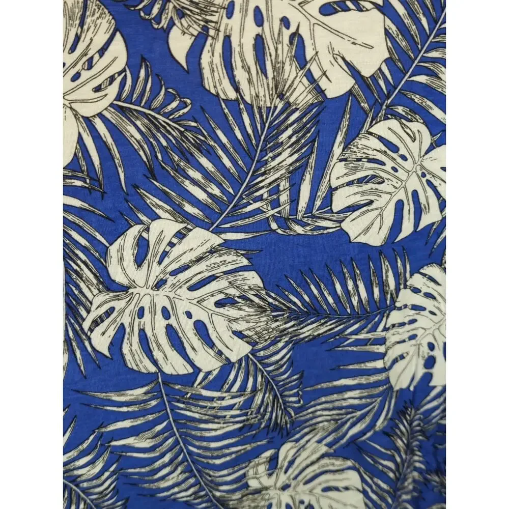 ellos Blue Tropical Scoop Neck Mini Dress‎ LARGE NWT Coastal Beachy Bohemian